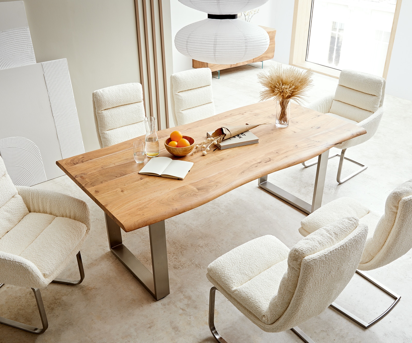 Маса 200x100 Акация Натурал Неръждаема стомана Тесен профил Edge 4 Маса 200x100 Акация Натурал Неръждаема стомана Тесен профил Edge 4