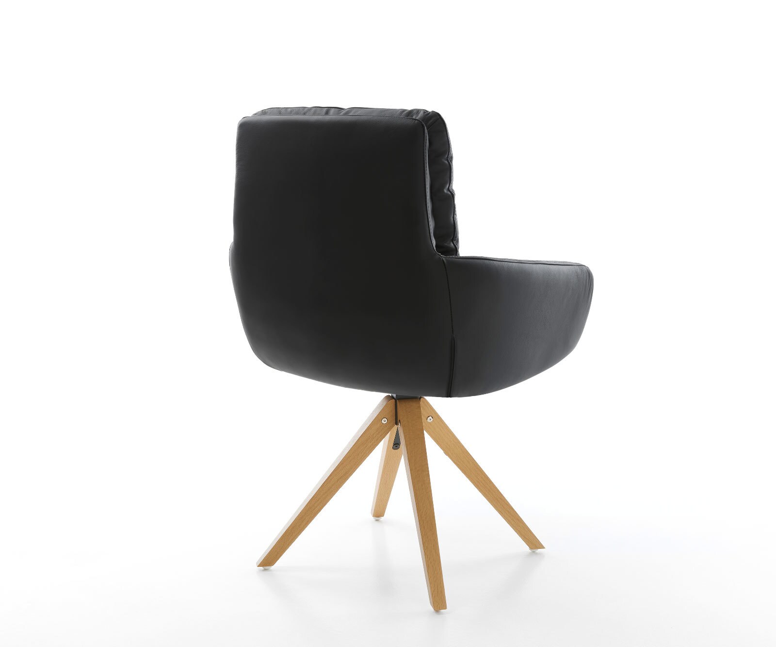 Врътящ се стол с подлакътници Естествена кожа Черен Дървена рамка  180° въртящ се Abelia-Flex 4 Врътящ се стол с подлакътници Естествена кожа Черен Дървена рамка  180° въртящ се Abelia-Flex 4