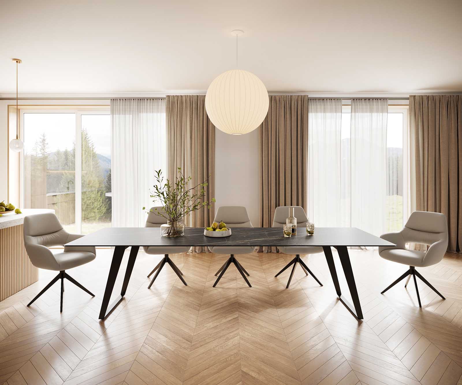 Маса 300x100 Keramik Laminam® Noir Desir Кафяв Метал под ъгъл Черен Edge 1