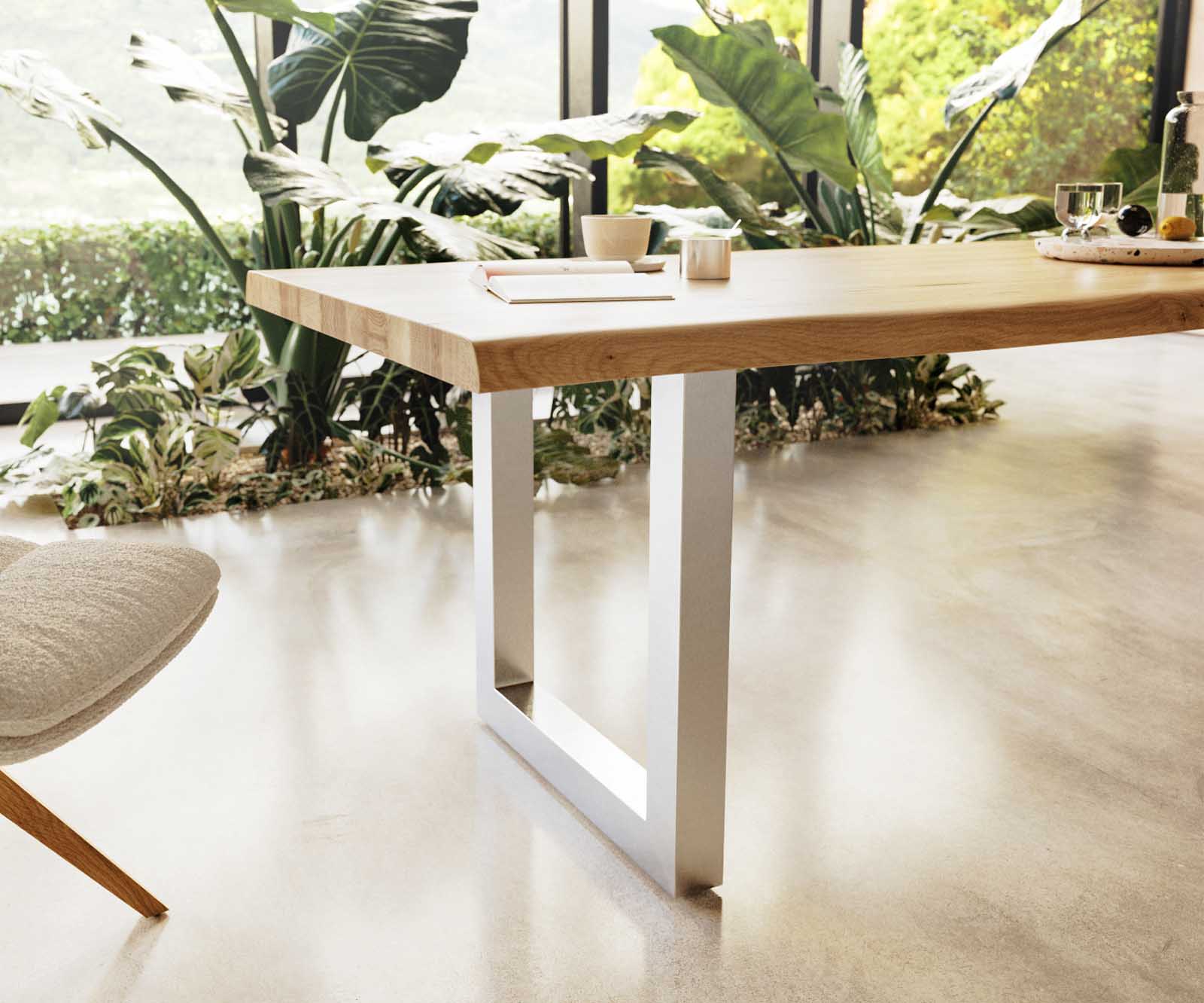 Маса 300x100 Дъб Натурал Неръждаема стомана Широк профил Edge 5