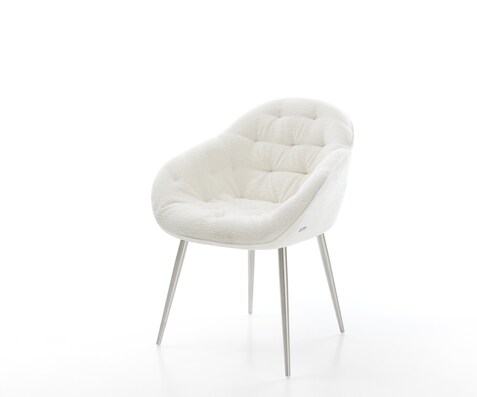 Трапезен стол Gaio-Flex Bouclé Soft Beige 4-футов конусен стол от неръждаема стомана