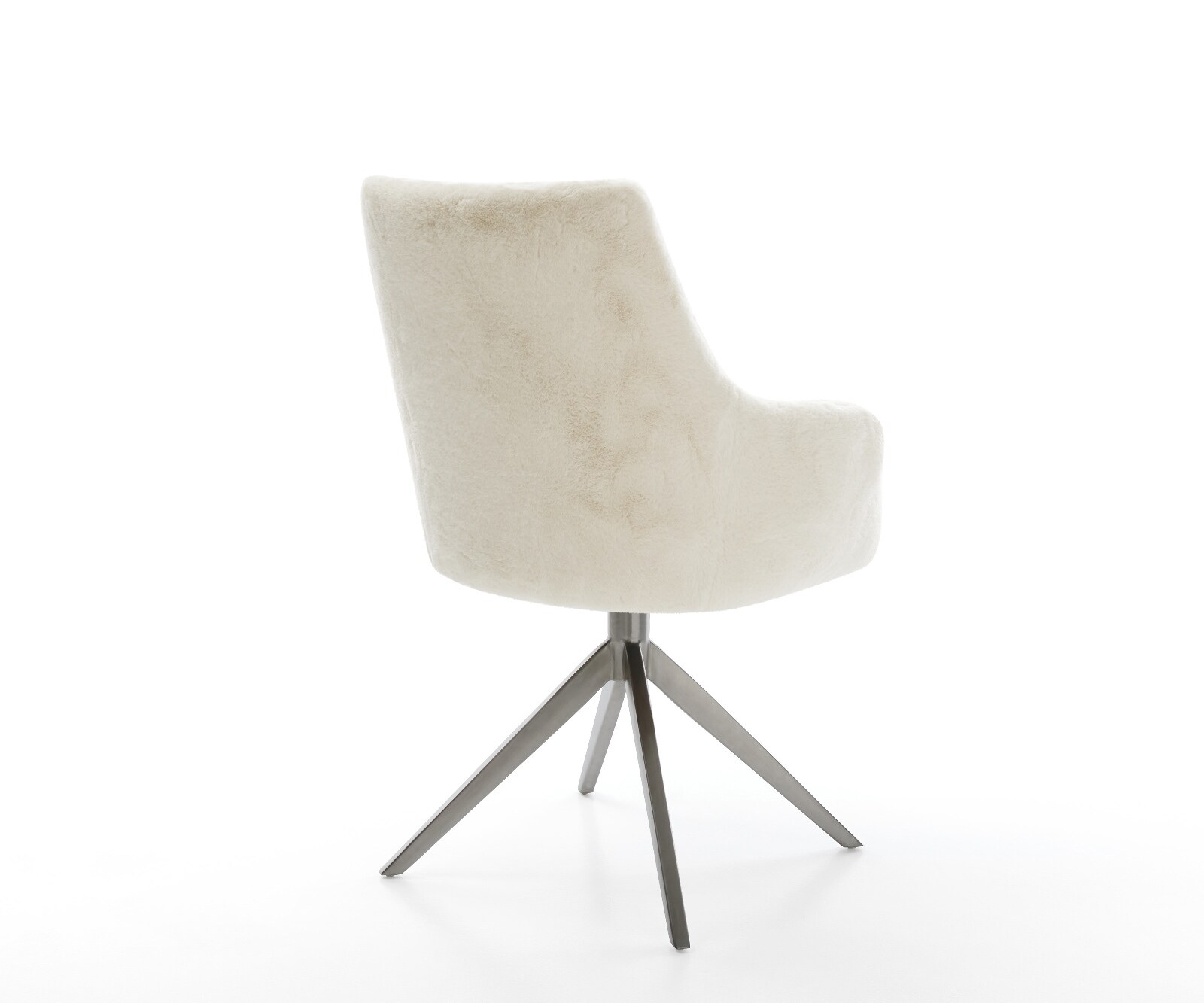 Въртящ се стол Alja-Flex с подлакътници Плюшен кремаво-бял Кръстосана рамка широк графит Въртене на 360° Люлееща се функция Ядро от джобни пружини 5