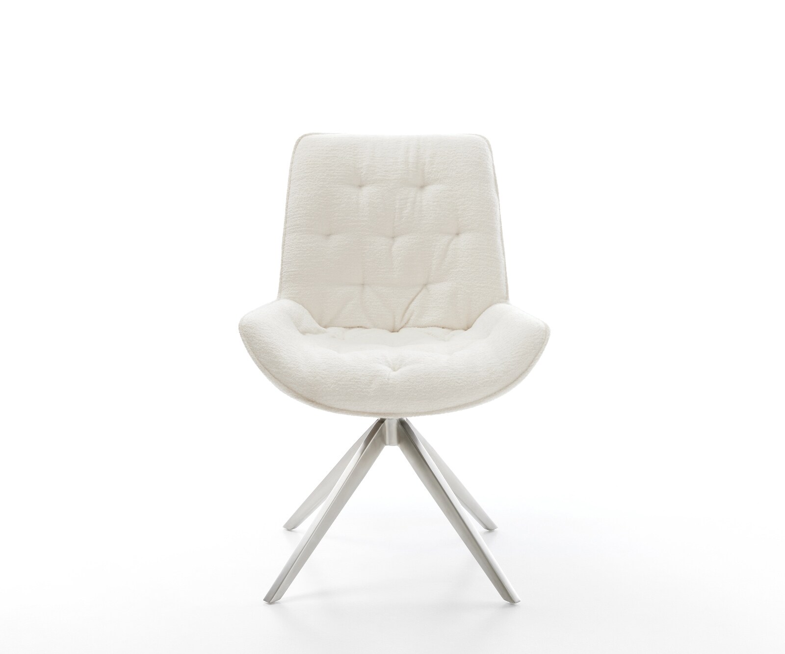Въртящ се стол Taimi-Flex Bouclé Soft Beige Кръстосана рамка широка Неръждаема стомана Въртене на 360° Люлееща се функция 2