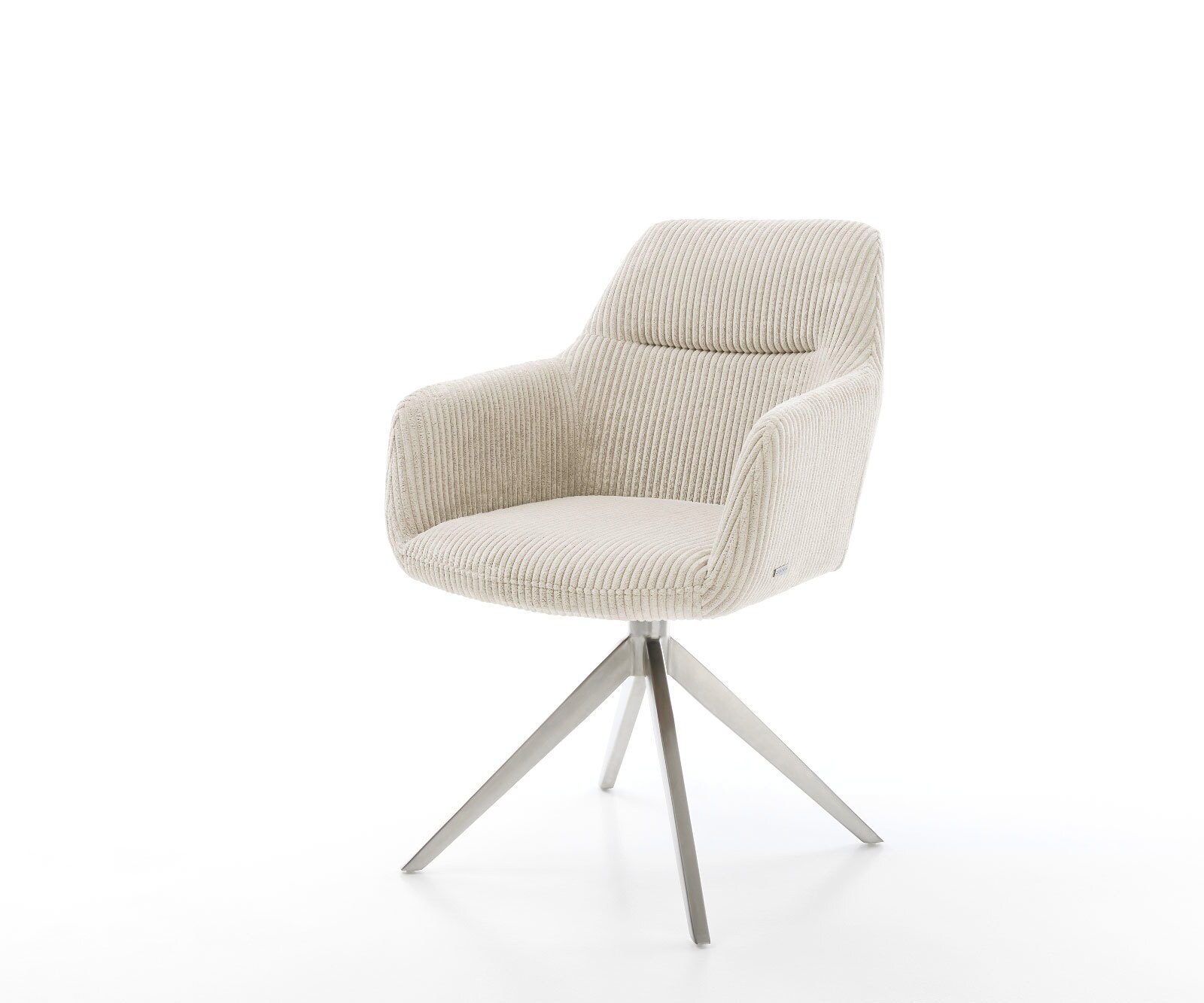 Въртящ се стол Pejo-Flex Cord Бежов Кръстосана рамка широка Неръждаема стомана Въртене на 360° Люлееща се функция Ядро от джобни пружини