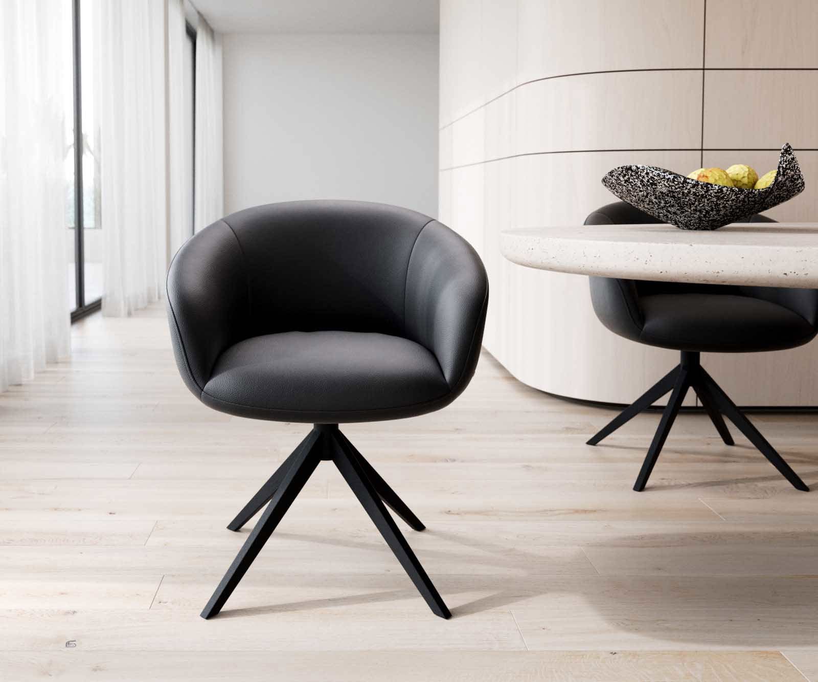 Врътящ се стол с подлакътници Естествена кожа Черен Конус крак плосък Черен 360° въртящ се Покет пружина Vinka-Flex 1 Врътящ се стол с подлакътници Естествена кожа Черен Конус крак плосък Черен 360° въртящ се Покет пружина Vinka-Flex 1