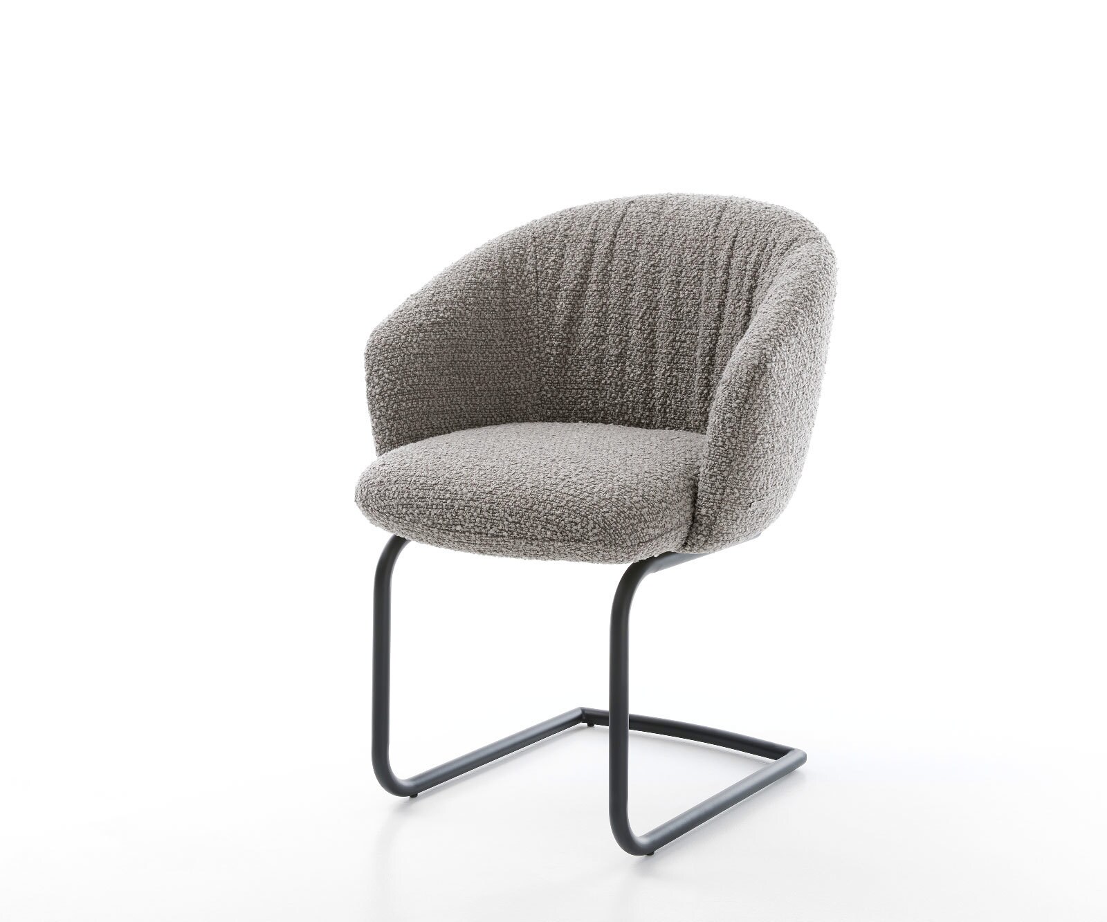 Люлеещ стол с подлакътници Букле Сребристо сив Конзолен крак кръгъл Черен Покет пружина Caja-Flex