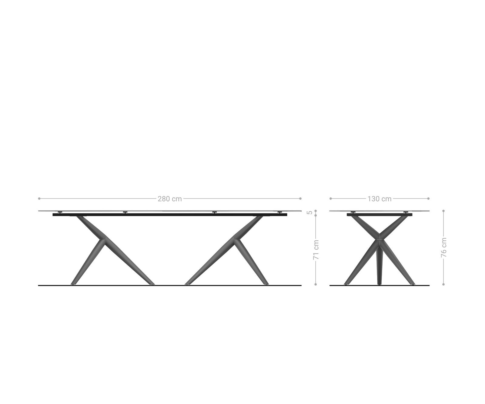 Маса Oval 280x130 Keramik Minas Melange Бял-Бежов Estelar rund Метал Черен Edge 6