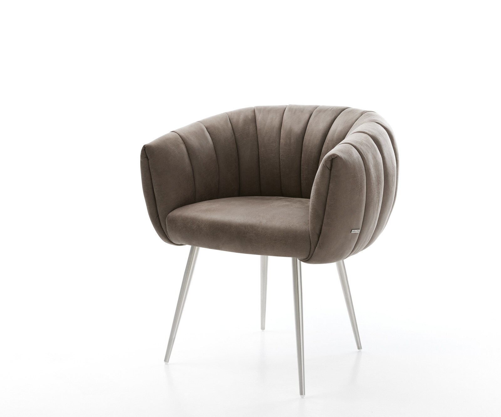 Трапезен стол Jada-Flex от микрофибър сив винтидж 4-крака с конична сърцевина от джобни пружини от неръждаема стомана