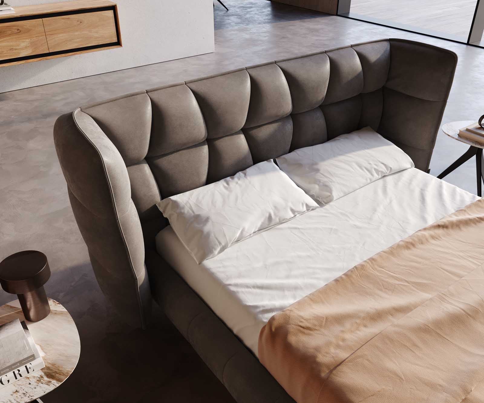 Тапицирана основа за легло Capujo 140x200 cm, микрофибър, цвят сив цвят 3 Тапицирана основа за легло Capujo 140x200 cm, микрофибър, цвят сив цвят 3