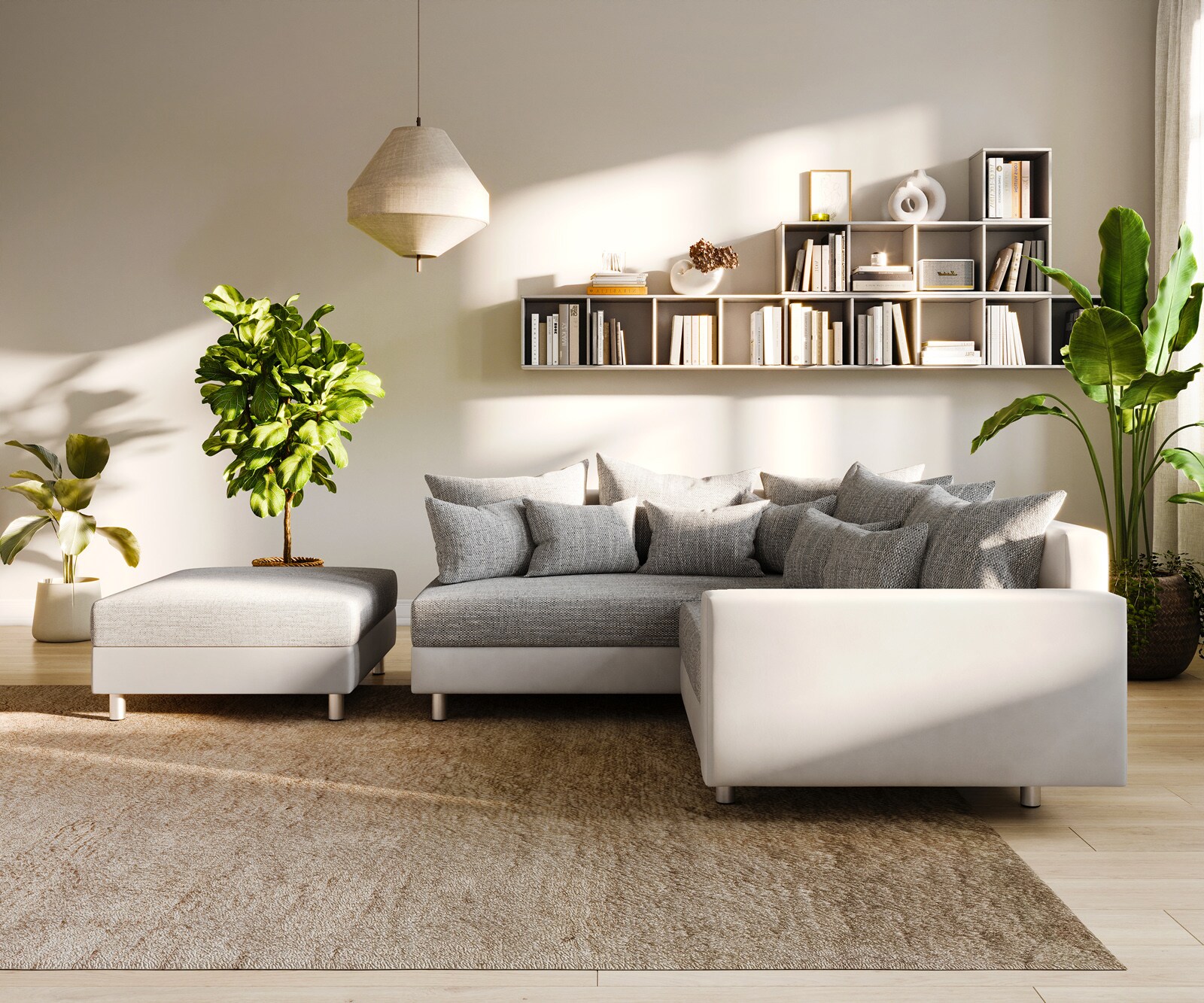 Ъглов диван Кафяв античен вид модулна лежанка дясна Clovis 2