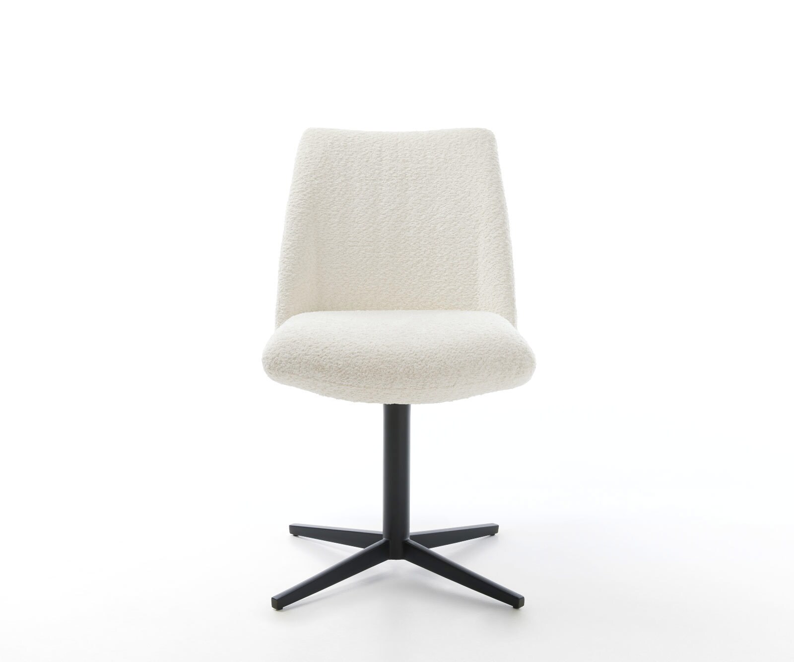 Врътящ се стол Букле Бял Офис основа Черен 360° въртящ се Покет пружина Elso-Flex 1