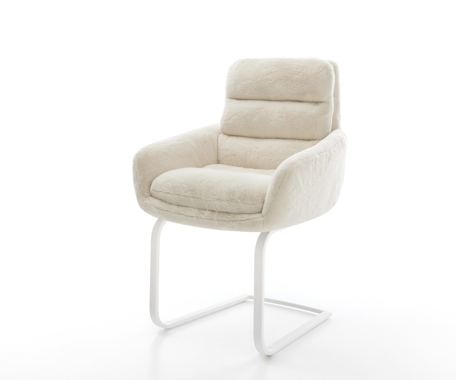 Стол с конзола Abelia-Flex с подлакътници плюшен крем-бял Стол с конзола плосък бял