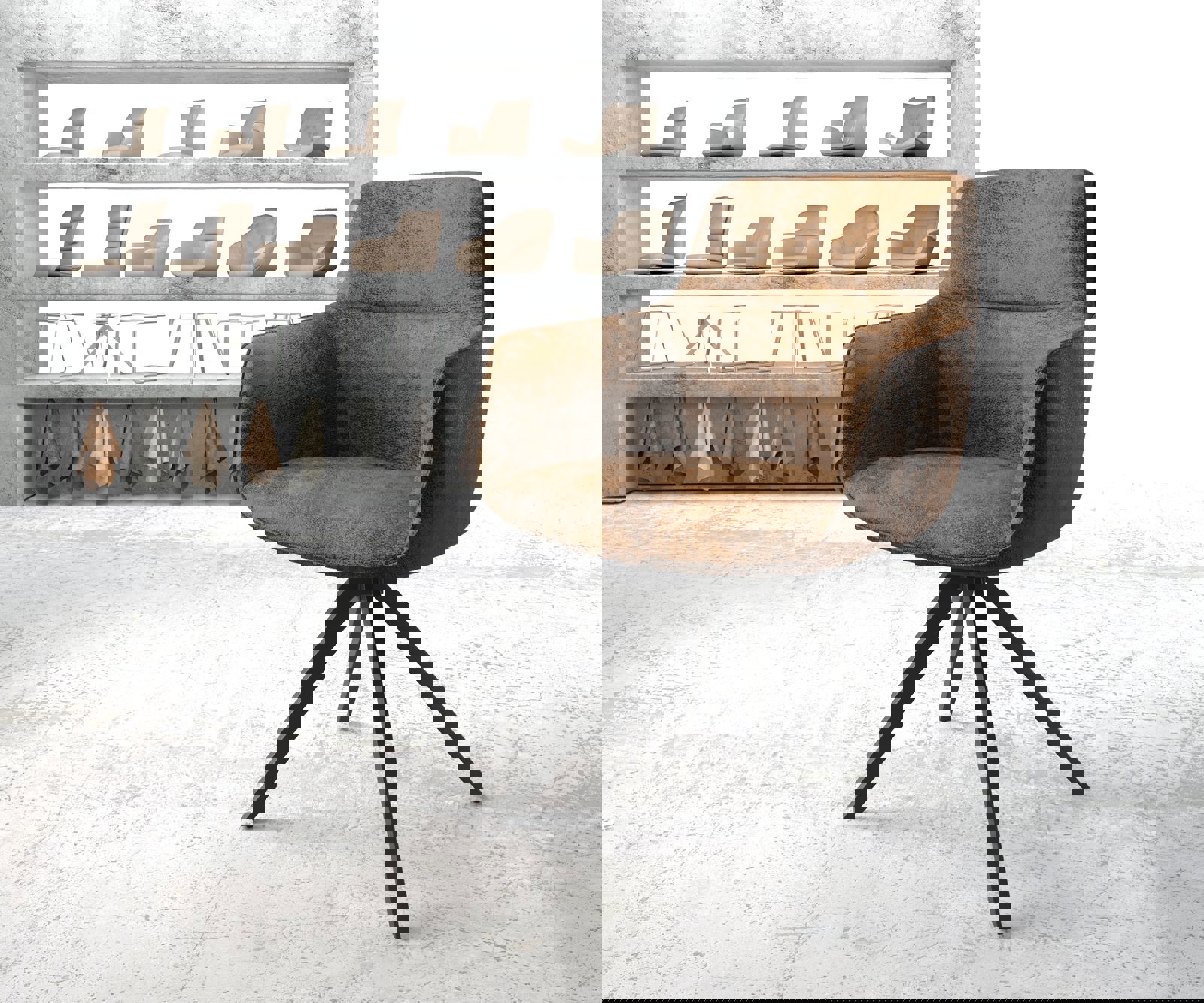 Въртящ се стол Pejo-Flex кафява антична кръстосана рамка ъглова черна 180° въртяща се 1