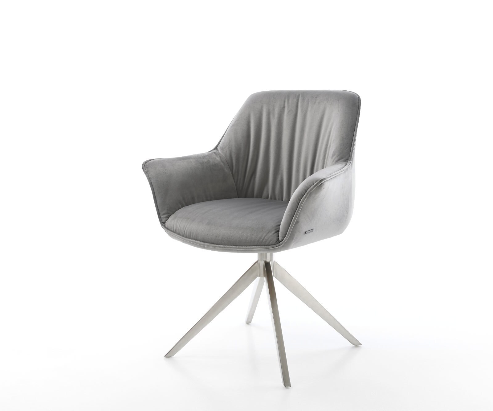 Врътящ се стол с подлакътници Кадифе Сив Конус крак плосък Неръждаема стомана 360° въртящ се Keila-Flex 1