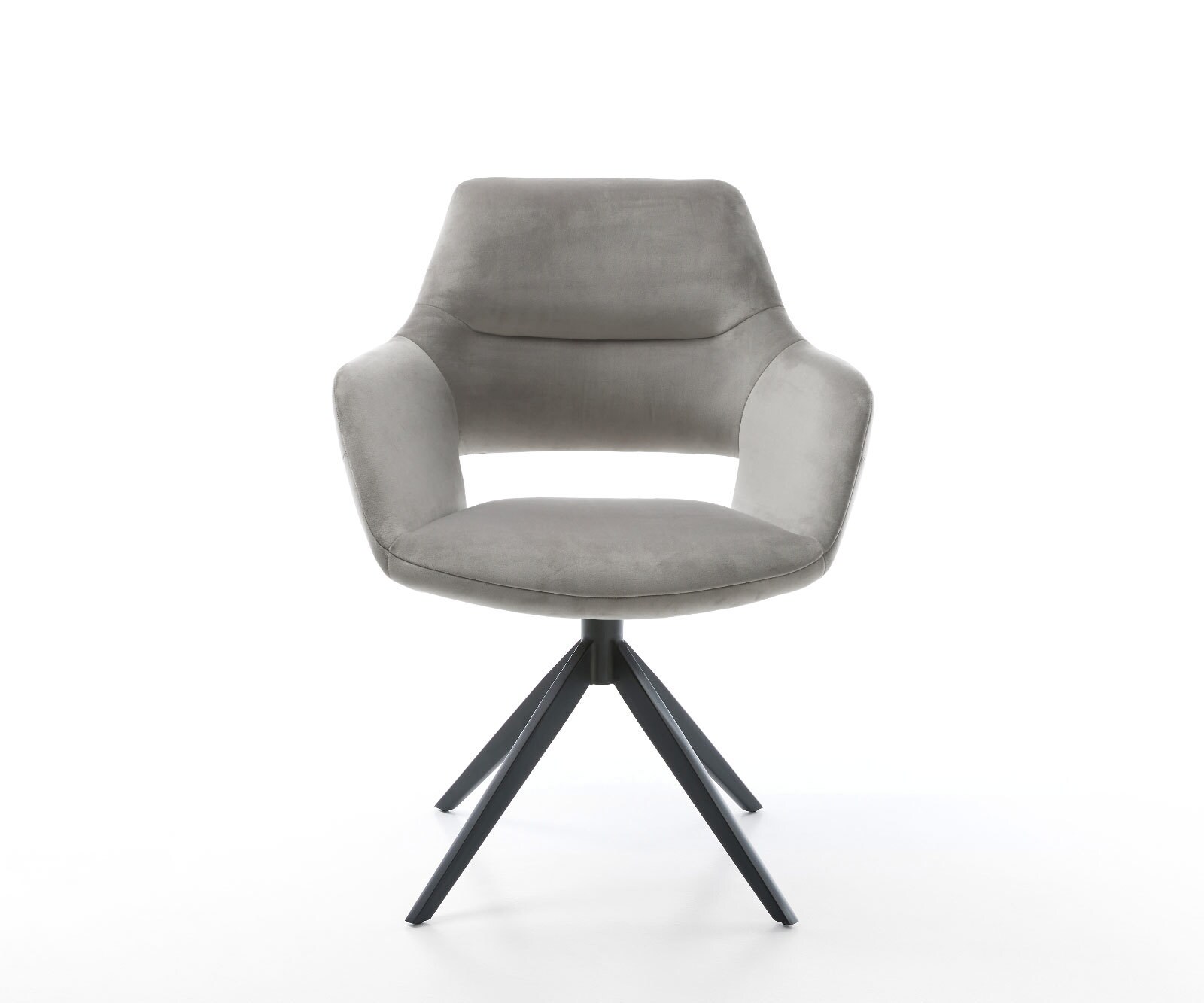 Yago-Flex въртящ се стол с подлакътници Кадифено сив Кръстосана рамка широка черна 360° въртене Люлееща се функция Ядро от джобни пружини 1