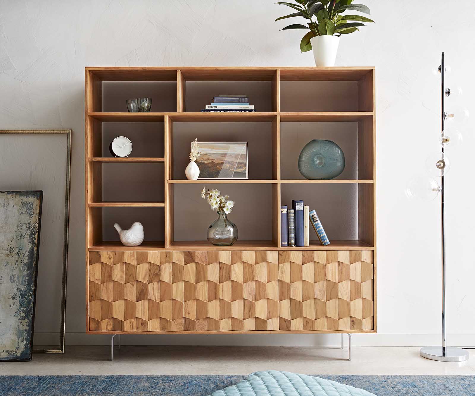 Етажерка 147x150 cm Акация Натурал 3 Врати L-Крак Fevo 1