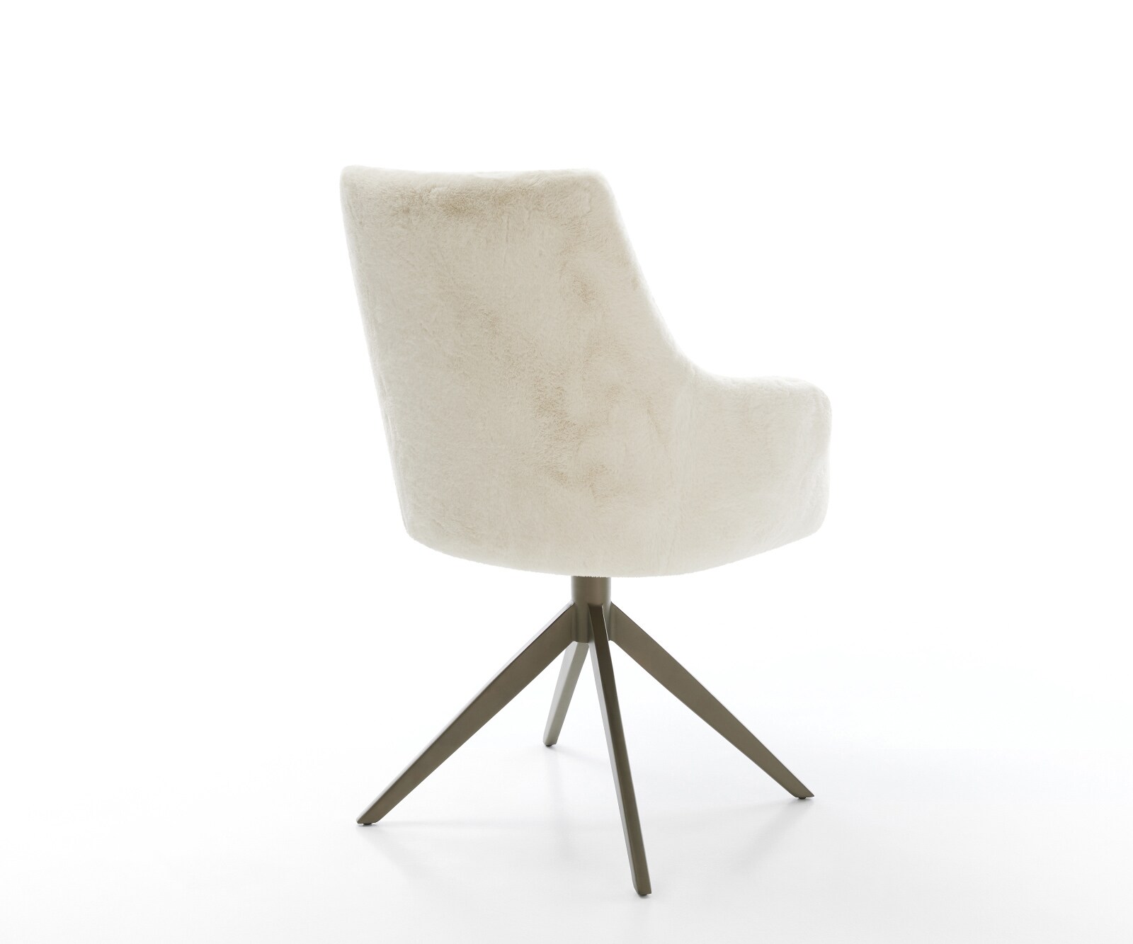 Въртящ се стол Alja-Flex с подлакътници плюшен кремаво-бял кръст рамка широк ефект покритие титан 360° въртене люлееща се функция сърцевина от джобни пружини 5