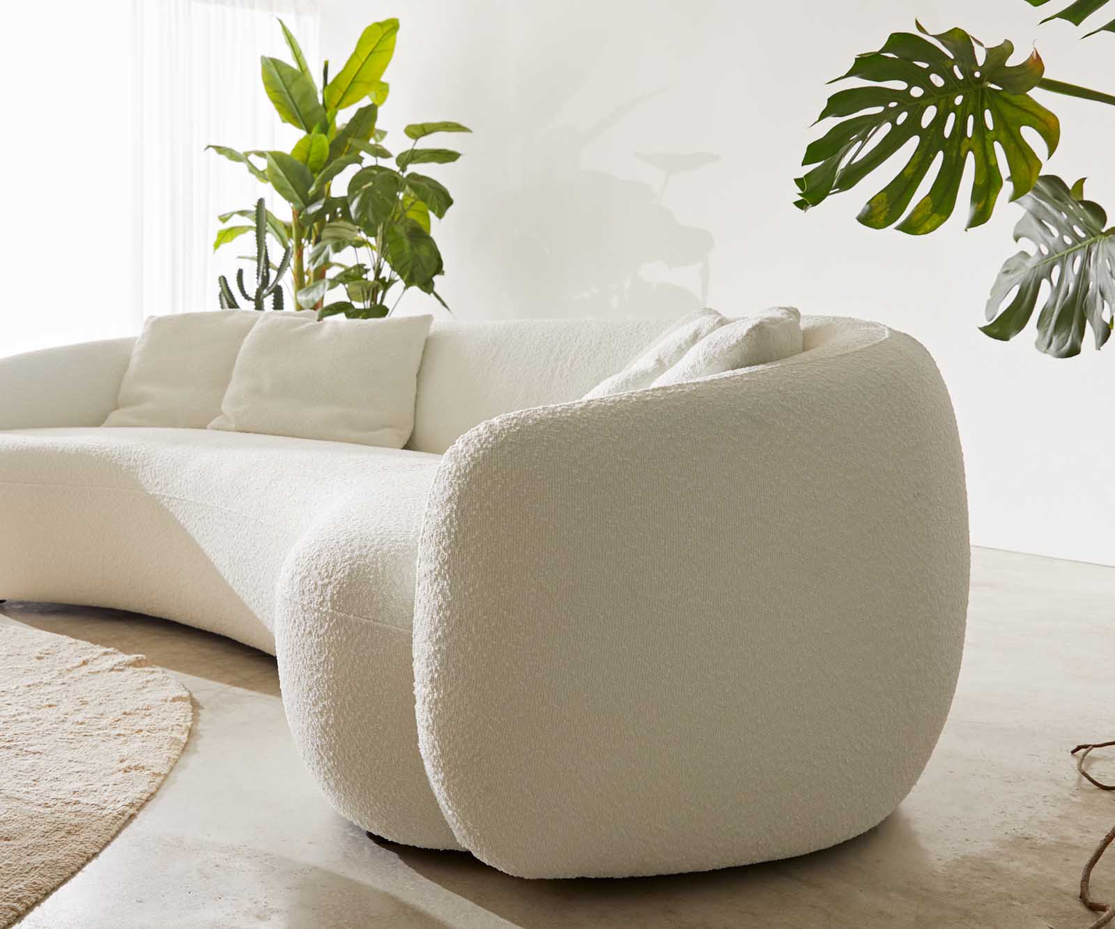 3-местен диван Larna 260x120 cm Bouclé кремаво-бяло 5