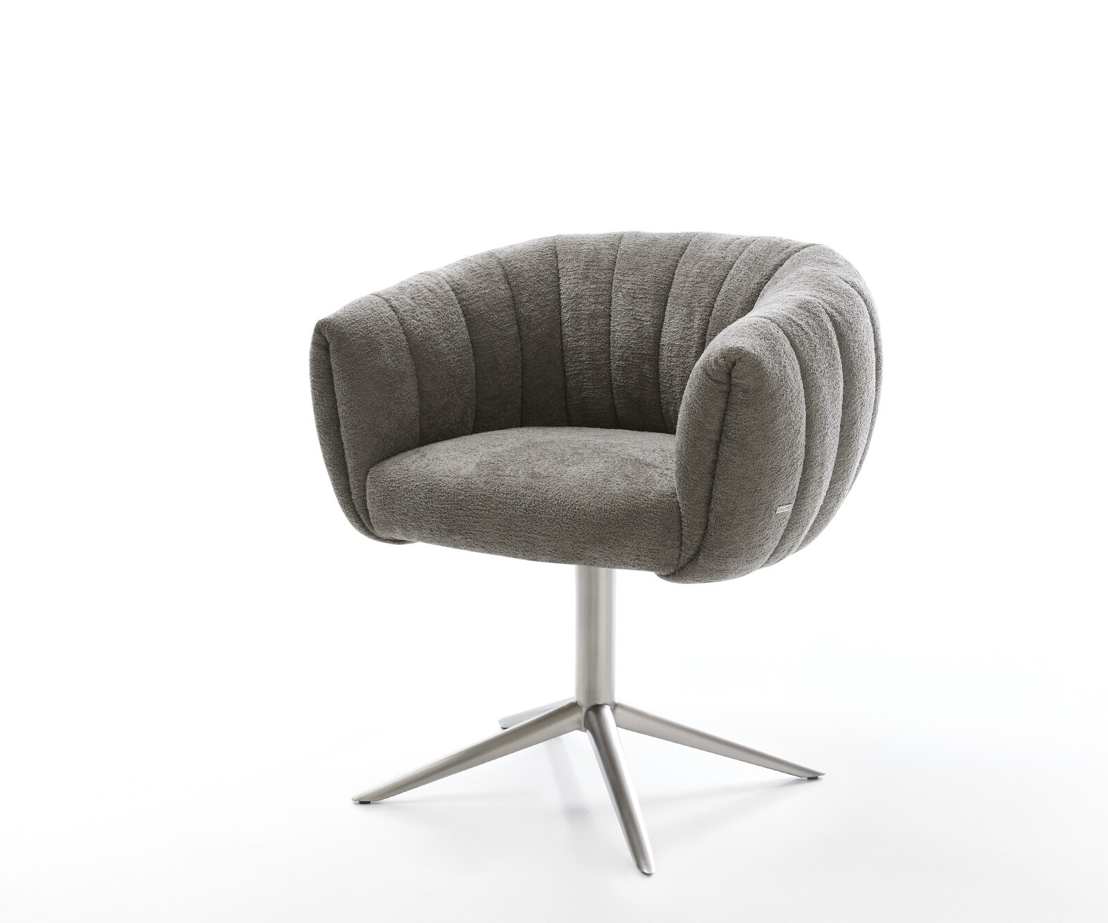 Въртящ се стол Jada-Flex, Букле Сиво-кафяво, Основа от неръждаема стомана Завъртане на 360° Люлееща се функция Ядро от джобни пружини