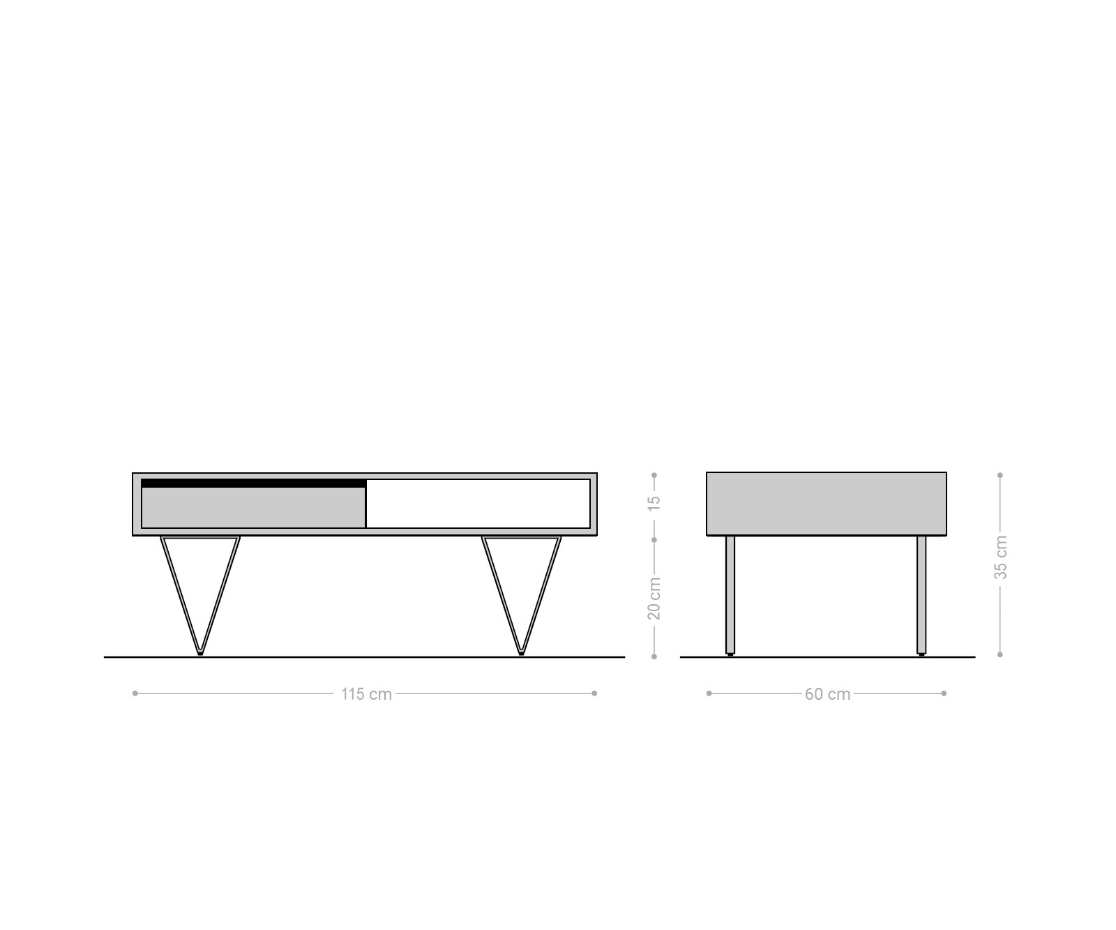 Холна маса Stonegrace 115x60x35 см  Масив акация, 2 чекмеджета, 1 рафт 5