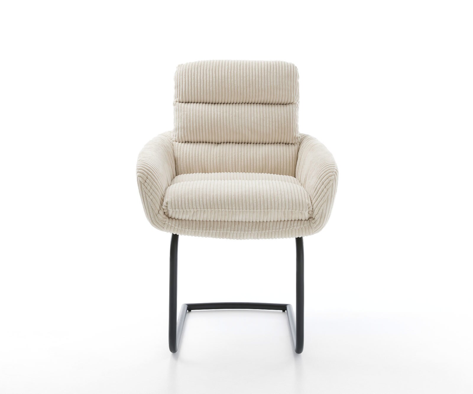 Люлеещ стол с подлакътници Корд Бежов Конзолен крак кръгъл Черен Abelia-Flex 1