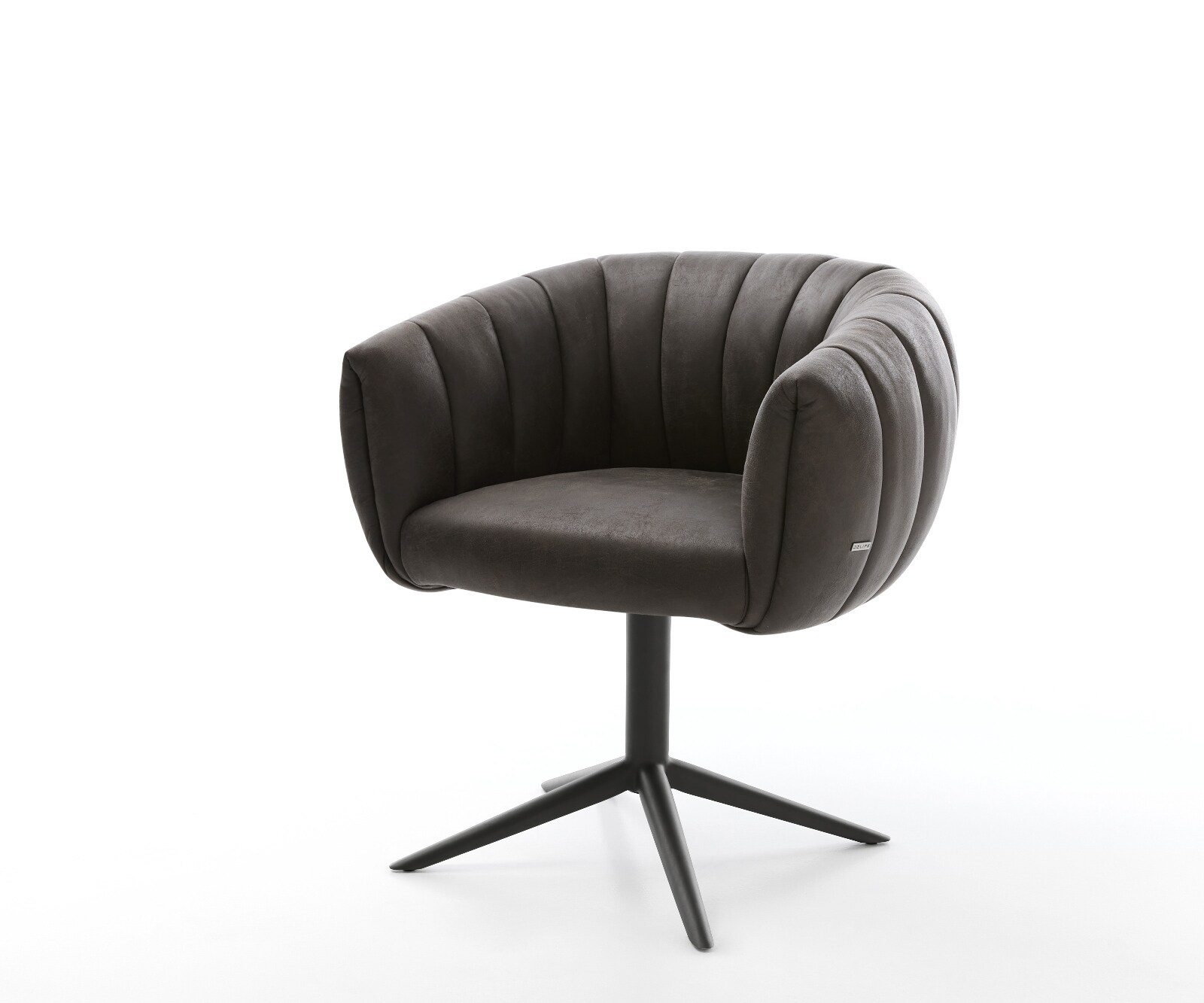 Въртящ се стол Jada-Flex микрофибър антрацит винтидж база черно 360° въртяща се люлееща се функция сърцевина от джобни пружини