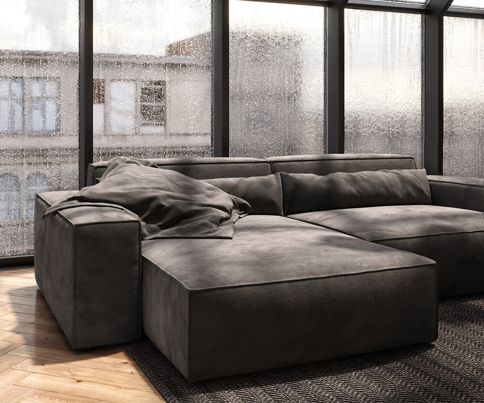 Ъглов диван XL 270x170 cm Микрофибър КакиКафяв Варианти лежанка Sirpio 5