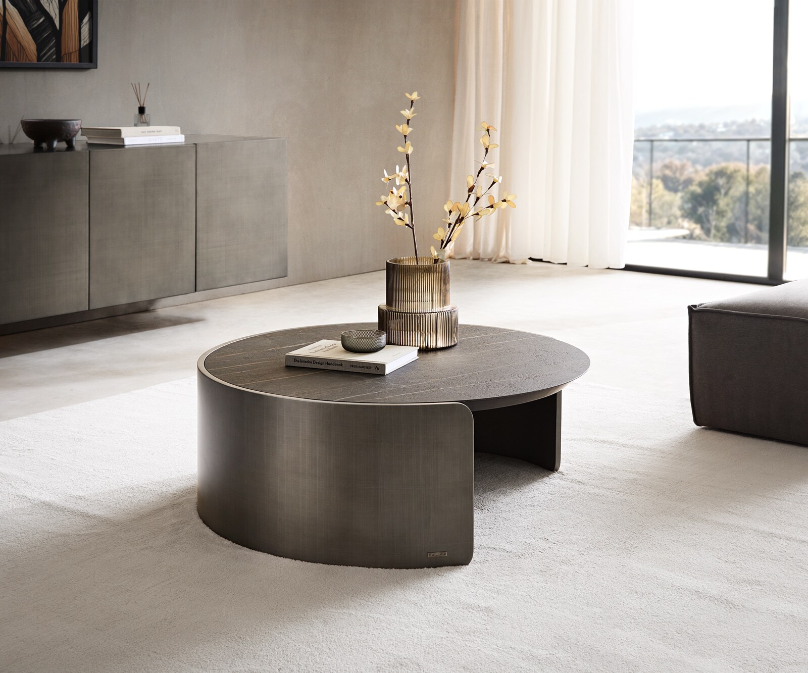 Масичка за кафе Haru 90x35 cm Ceramic Laminam® Noir Desir Brown Metallic Silver 1