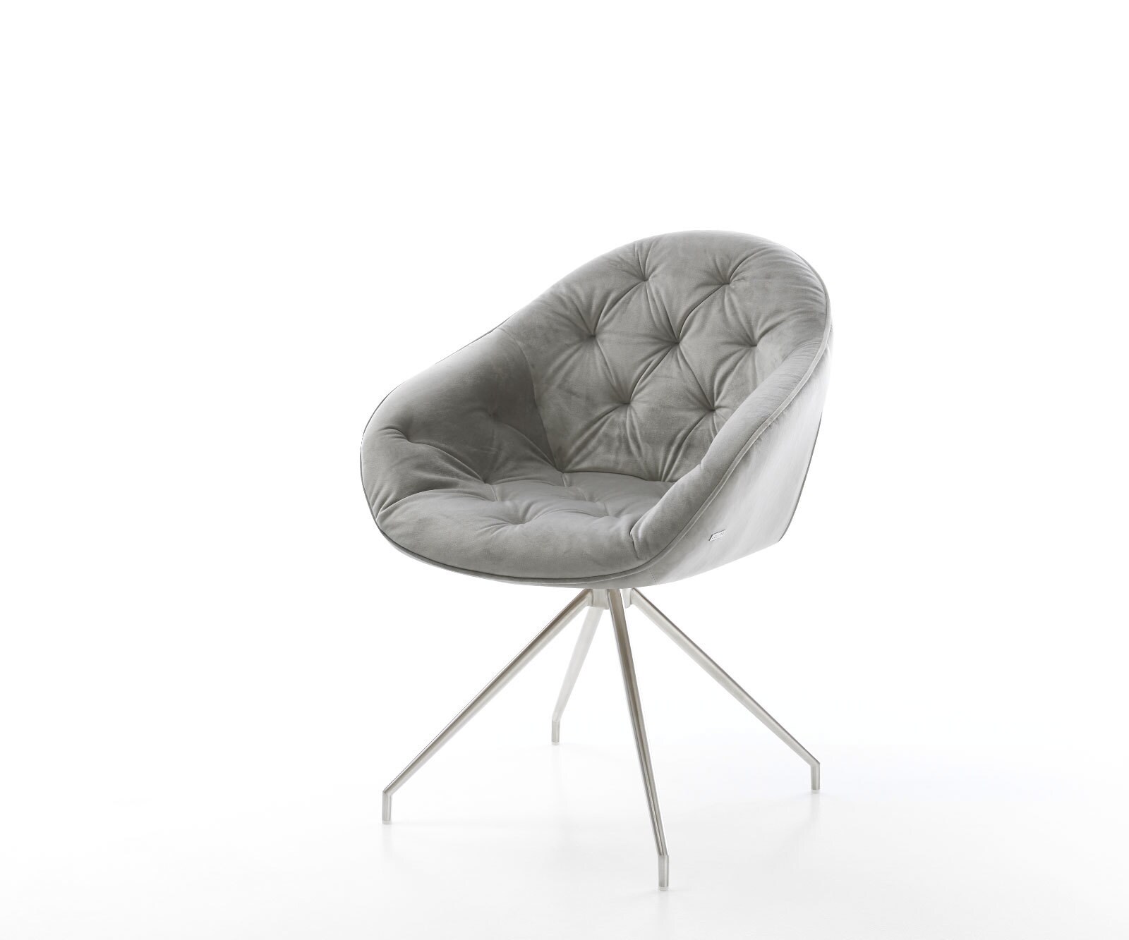 Врътящ се стол Кадифе Сив Конус крак кръгъл Неръждаема стомана 180° въртящ се Gaio-Flex Врътящ се стол Кадифе Сив Конус крак кръгъл Неръждаема стомана 180° въртящ се Gaio-Flex