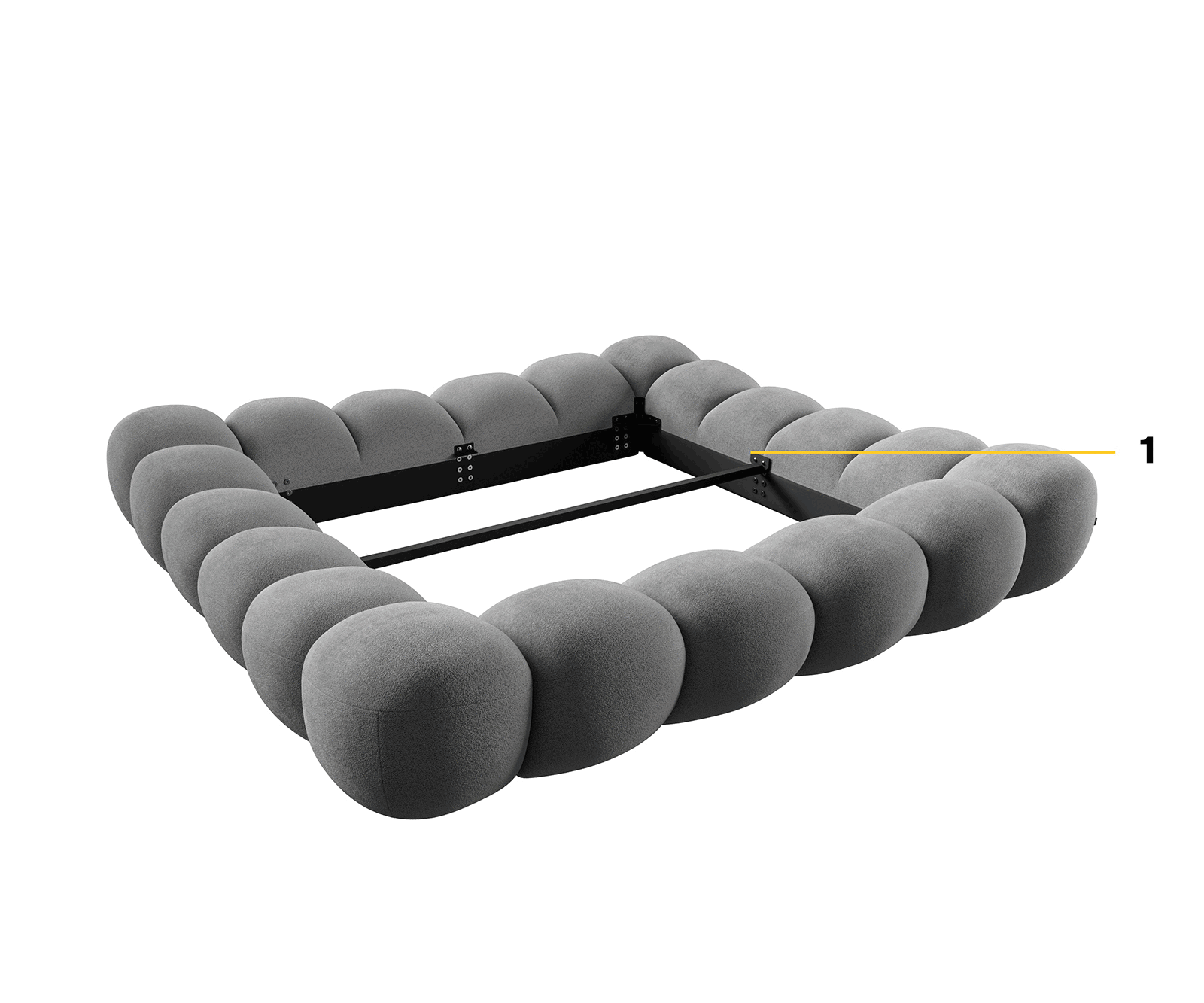 Тапицирана рамка за легло Perlla 180x200 cm текстурирана тъкан меко сиво 8