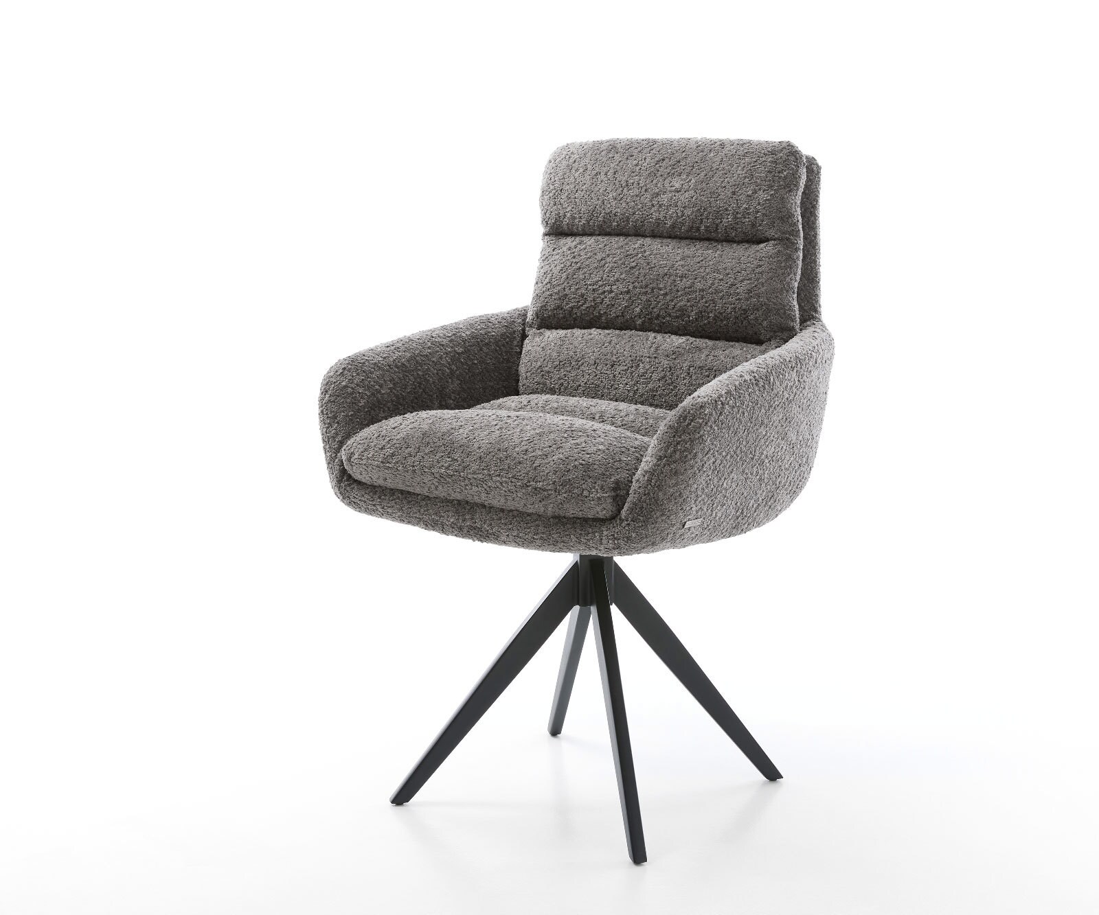 Врътящ се стол с подлакътници Букле Сив Конус крак  Черен 180° въртящ се Abelia-Flex Врътящ се стол с подлакътници Букле Сив Конус крак  Черен 180° въртящ се Abelia-Flex