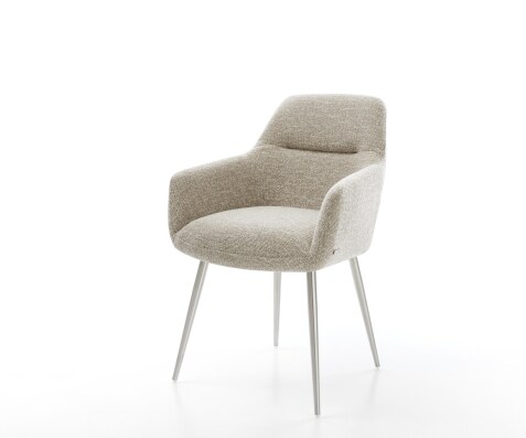 Стол за хранене Pejo-Flex тъкан Soft Beige 4-крака с конусовидна сърцевина от неръждаема стомана с джобни пружини
