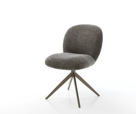 Въртящ се стол Nube-Flex Bouclé Soft Mud Кръстосана рамка широка Ефектно покритие Титан 360° завъртане Люлееща се функция Ядро от джобни пружини