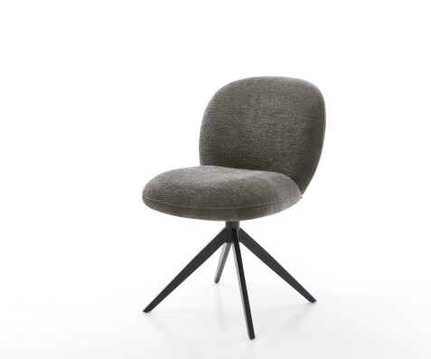 Въртящ се стол Nube-Flex Bouclé Soft Mud Кръстосана рамка широка Черно 360° въртене Люлееща се функция Ядро от джобни пружини