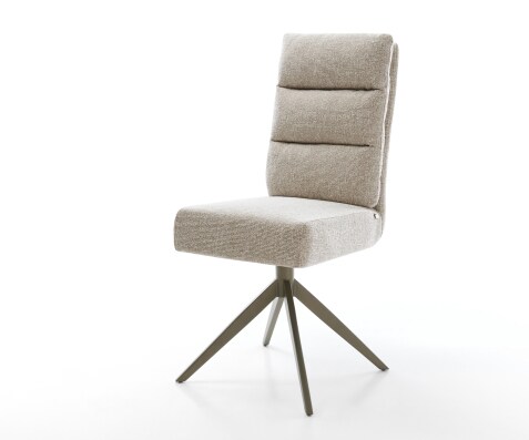 Въртящ се стол Pela-Flex тъкан Soft Beige Кръстосана рамка широка Ефектно покритие Титан 360° завъртане Люлееща се функция Ядро от джобни пружини