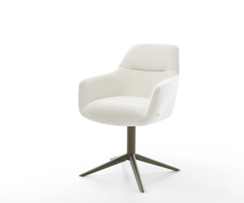 Въртящ се стол Pejo-Flex Bouclé Soft Beige Завършек с ефект на основата Титан 360° завъртане Люлееща се функция Ядро от джобни пружини