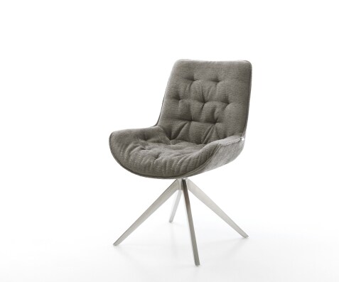 Въртящ се стол Taimi-Flex Bouclé Soft Mud Кръстосана рамка широка Неръждаема стомана Въртене на 360° Люлееща се функция