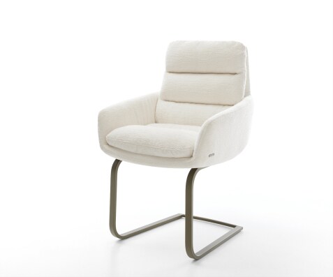 Стол с конзола Abelia-Flex с подлакътници Bouclé Soft Beige Стол с конзола Flat Effect finish Titanium