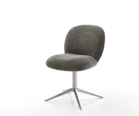 Въртящ се стол Nube-Flex Bouclé Soft Mud Основа от неръждаема стомана Завъртане на 360° Люлееща се функция Сърцевина от джобни пружини