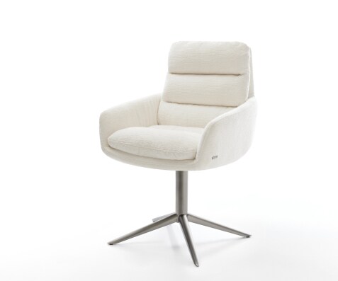Въртящ се стол Abelia-Flex с подлакътници Bouclé Soft Beige Графитна основа Въртене на 360° Люлееща се функция
