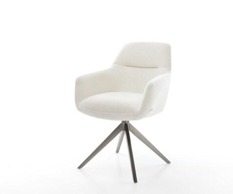 Въртящ се стол Pejo-Flex Bouclé Soft Beige Кръстосана рамка широка Графит Въртене на 360° Люлееща се функция Ядро от джобни пружини