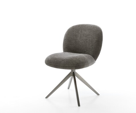 Въртящ се стол Nube-Flex Bouclé Soft Mud Кръстосана рамка широка Графит Въртене на 360° Люлееща се функция Ядро от джобни пружини